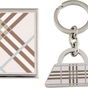 Burberry Compact Mirror and Handbag Keychain Set